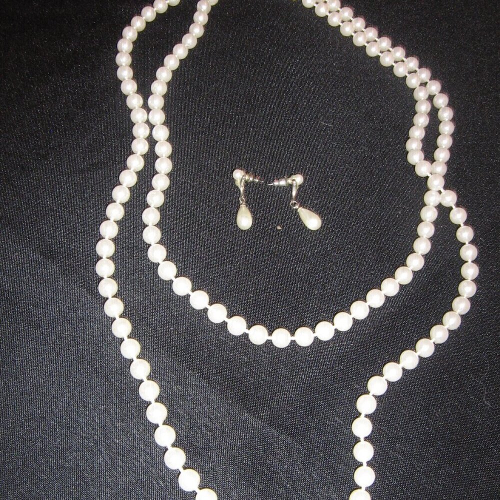 Vintage Faux Pearl Necklace & Earrings. $5.00 AS AN ADD ON